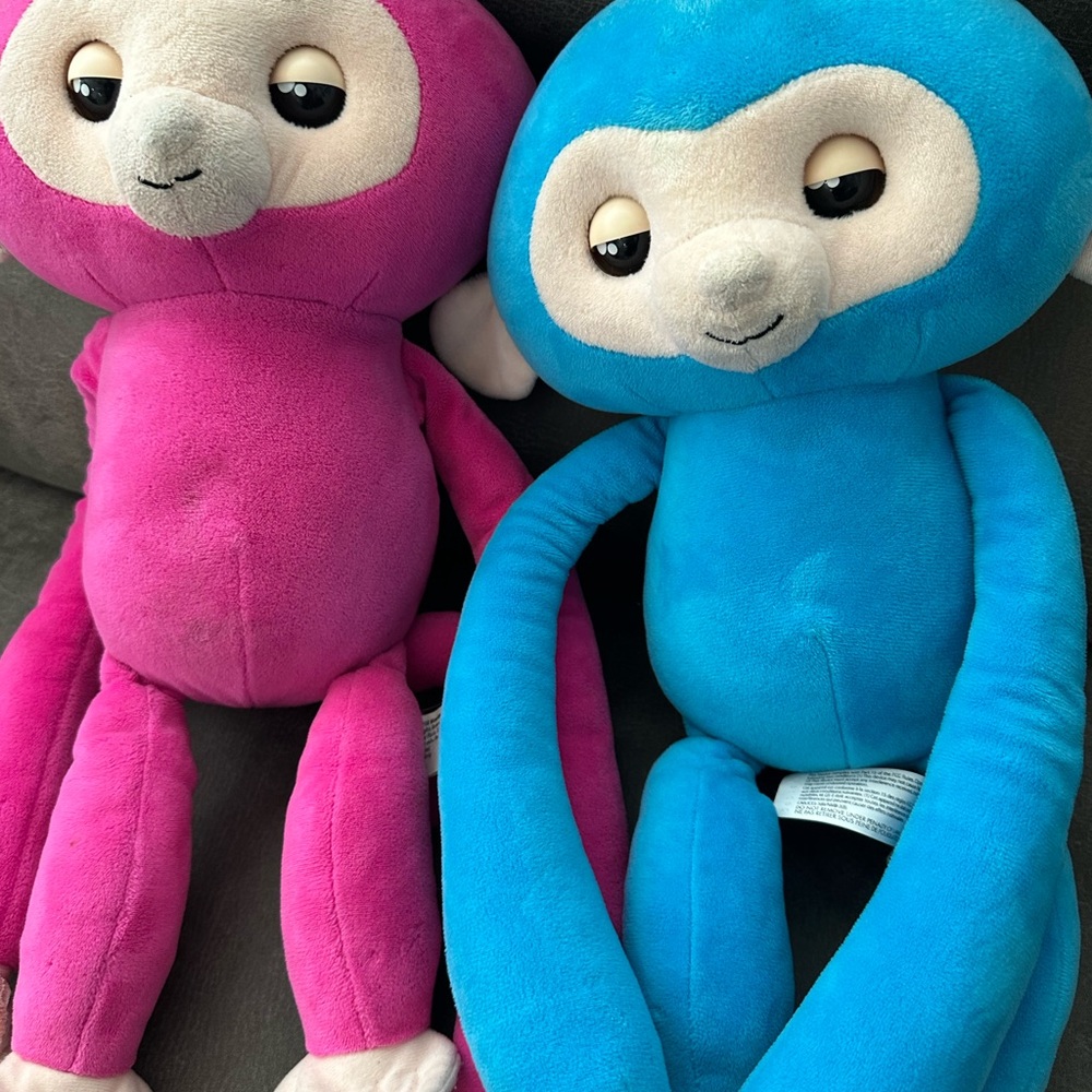 Pink and Blue Plush Monkeys Fingerling
